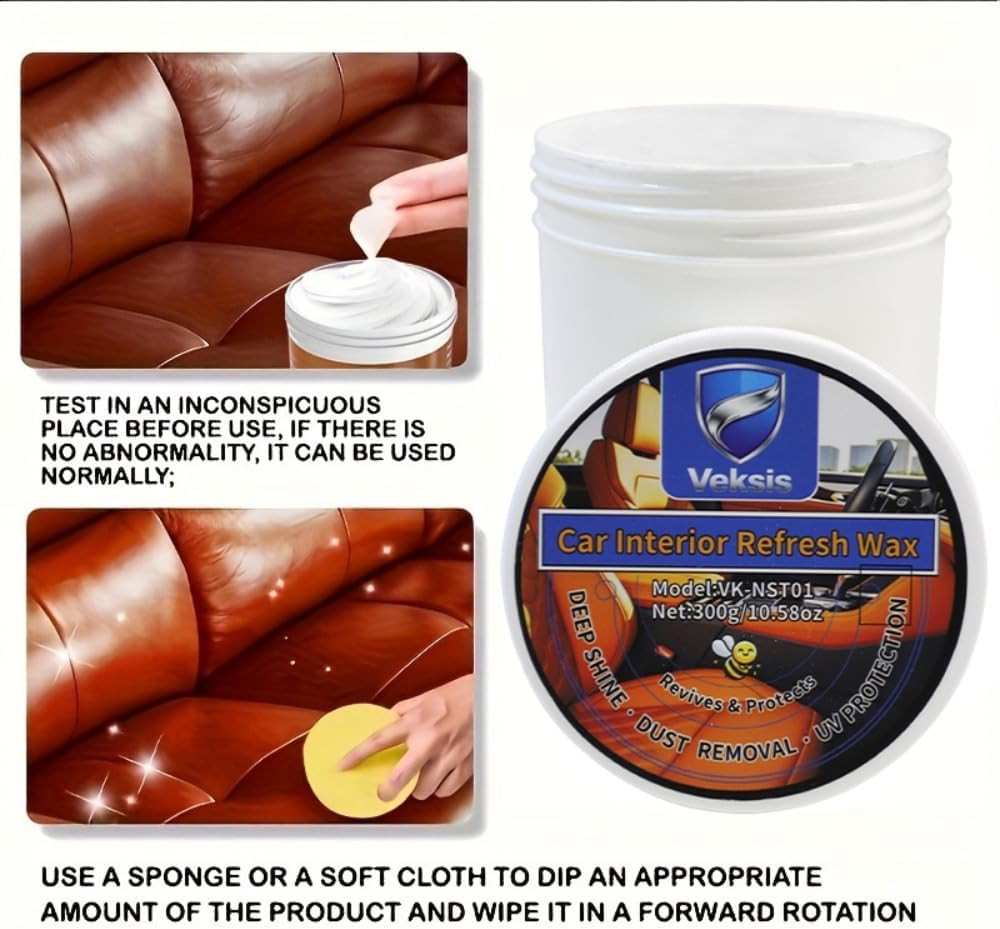 Car Interior Refresh Wax, Natural Ingredients, Conditioner—Suitable for Leather