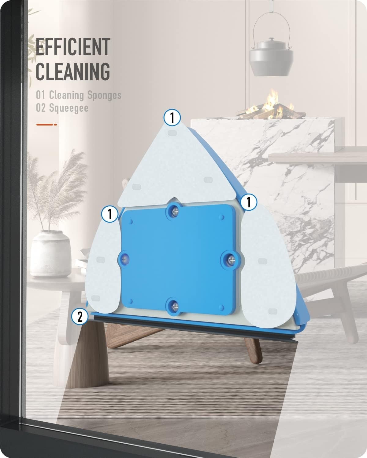 Adjustable Magnetic Window Cleaner with Safety Rope for High-Rise and Cars