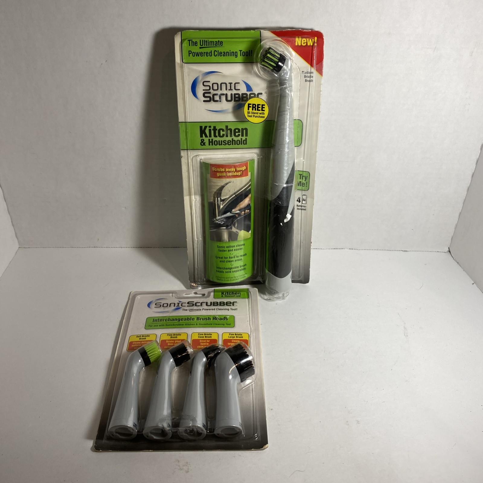 Sonic Scrubber Kitchen & Household Power Cleaner & 4 Brush Head Pack – New