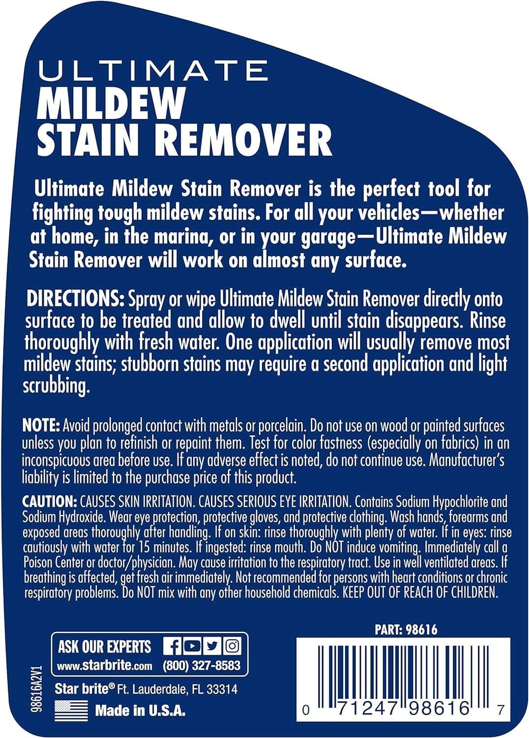 2 Pack Star Brite Ultimate Mildew Stain Remover Gel Spray less scrubbing 098616