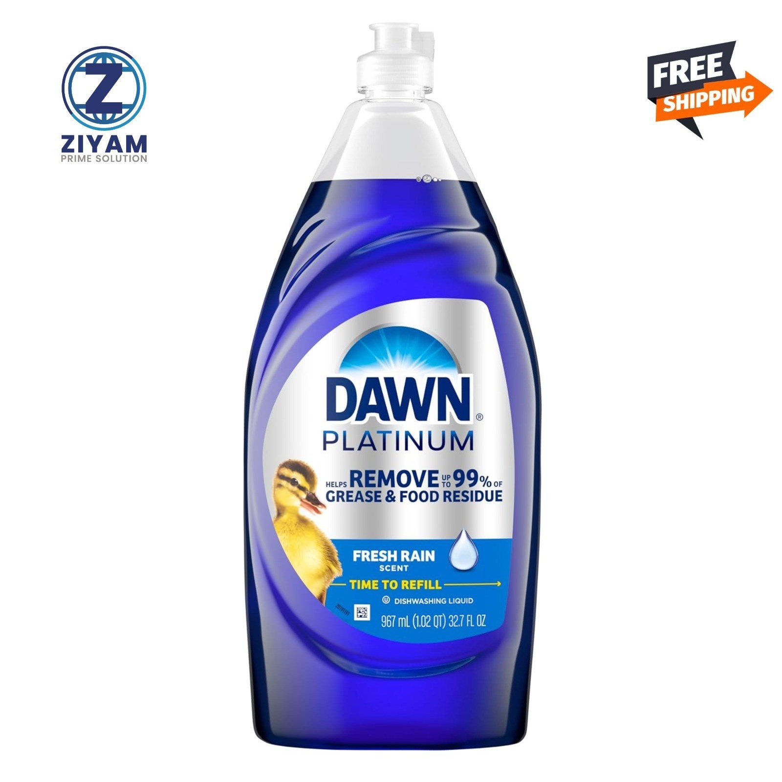 Dawn Platinum Dishwashing Liquid Dish Soap, Refreshing Rain Scent, 32.7 fl oz