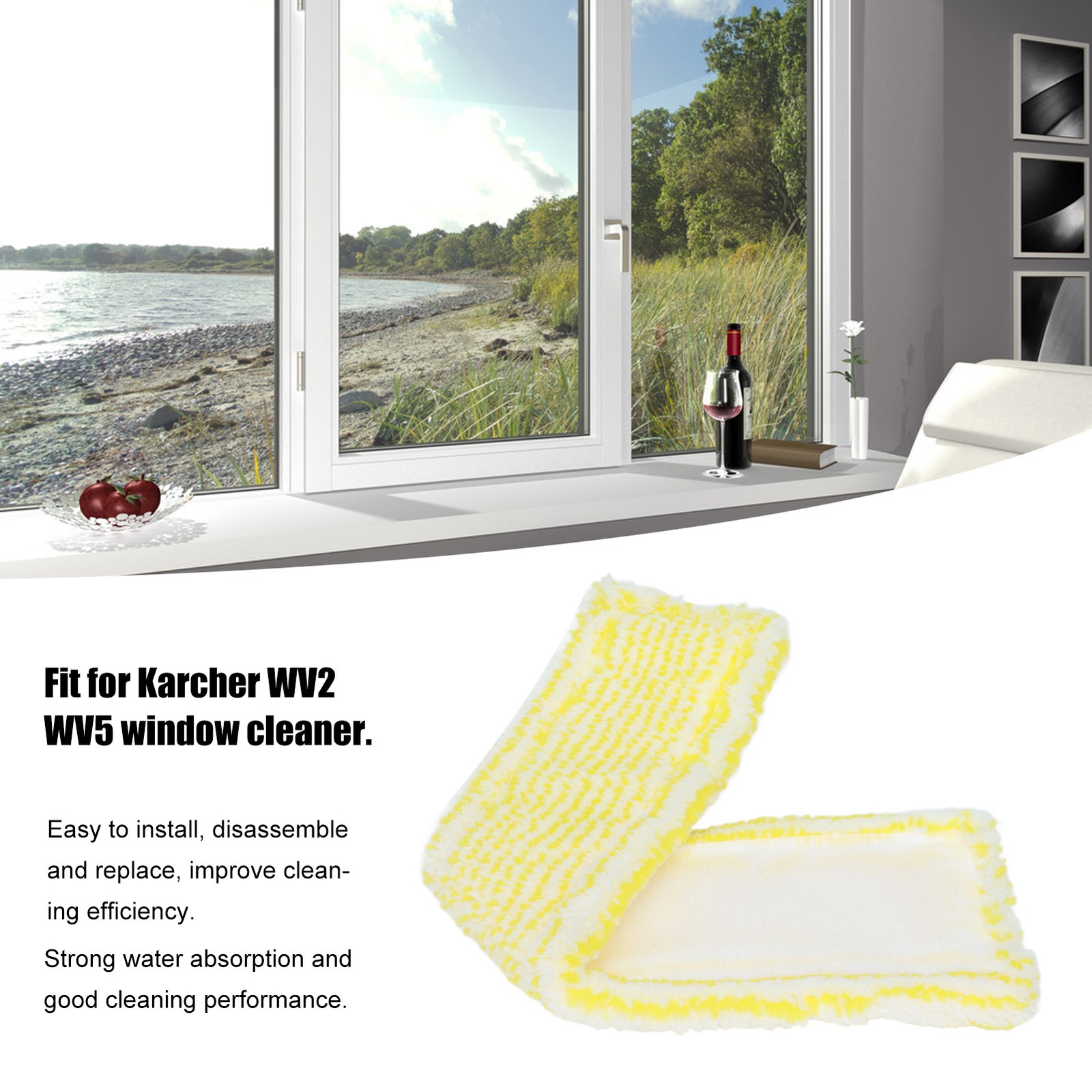 3Pcs Microfiber Window Cleaner Pad Replacement Fit For WV2 WV5 Windo BGA