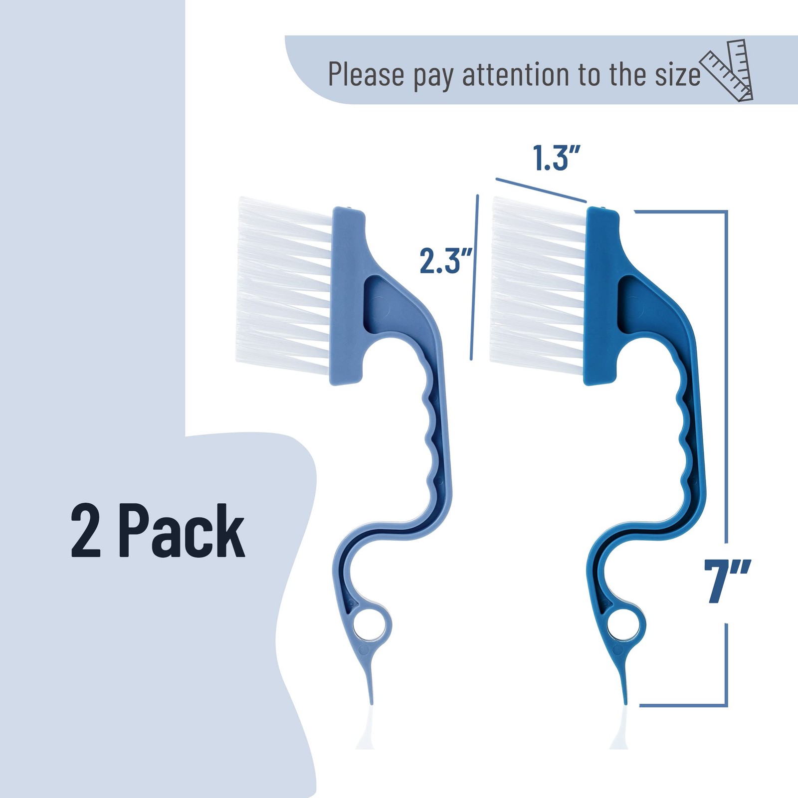 Slick- Window Track Cleaning Brush, 2 Pack, Blue Ergonomic Handle, Built-in S…
