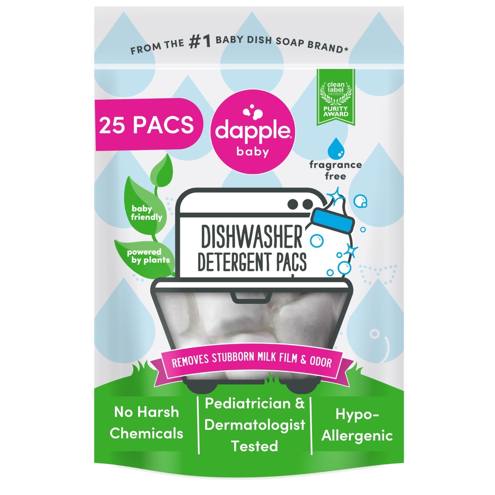 Dapple Baby Dishwasher Pacs, Hypoallergenic Dishwasher Pods 50 count (25 x 2)
