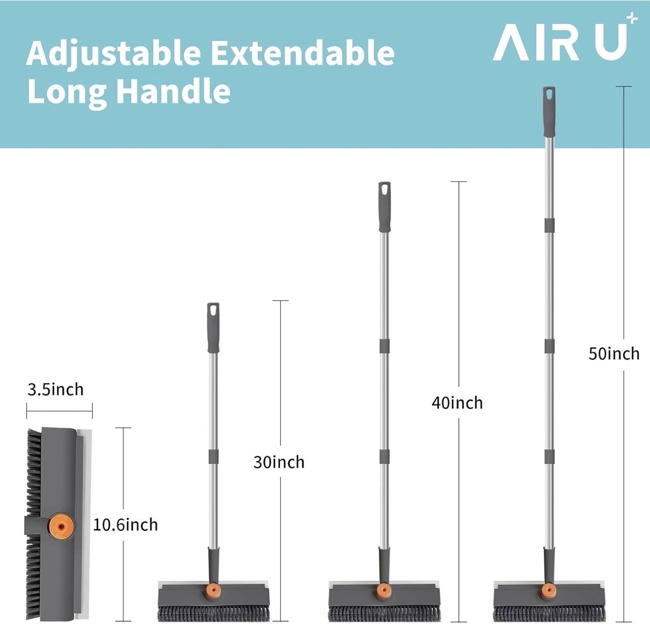 3in1 AIR U+ Floor Scrub Brush with Long Handle, Household Cleaning Brush