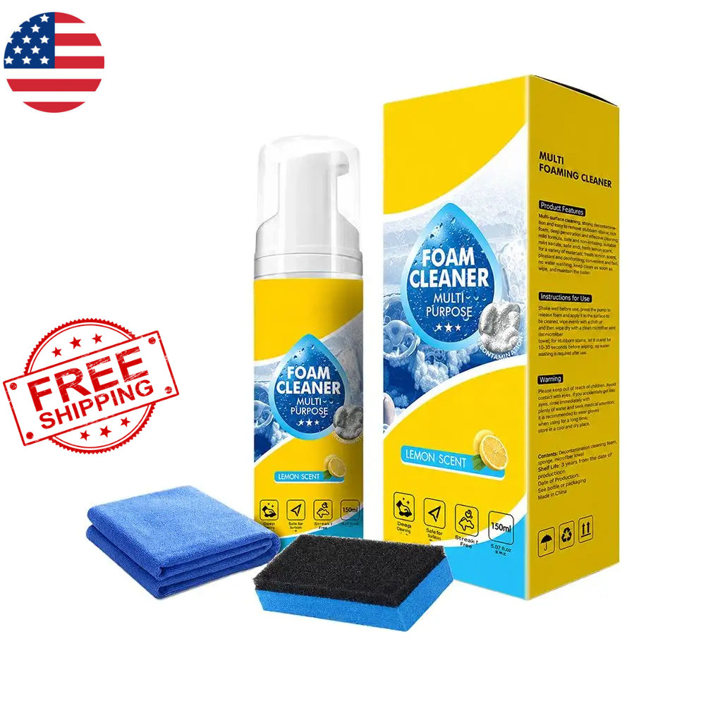 4-in-1 Multi-Enzyme Foam Cleaner, All-Purpose Spray 5oz with Sponge & Towel