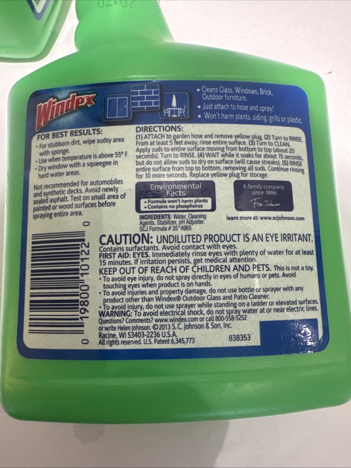 Windex Outdoor Glass Patio Cleaner Two 32 fl oz Spray Streak-Free Shine NOS