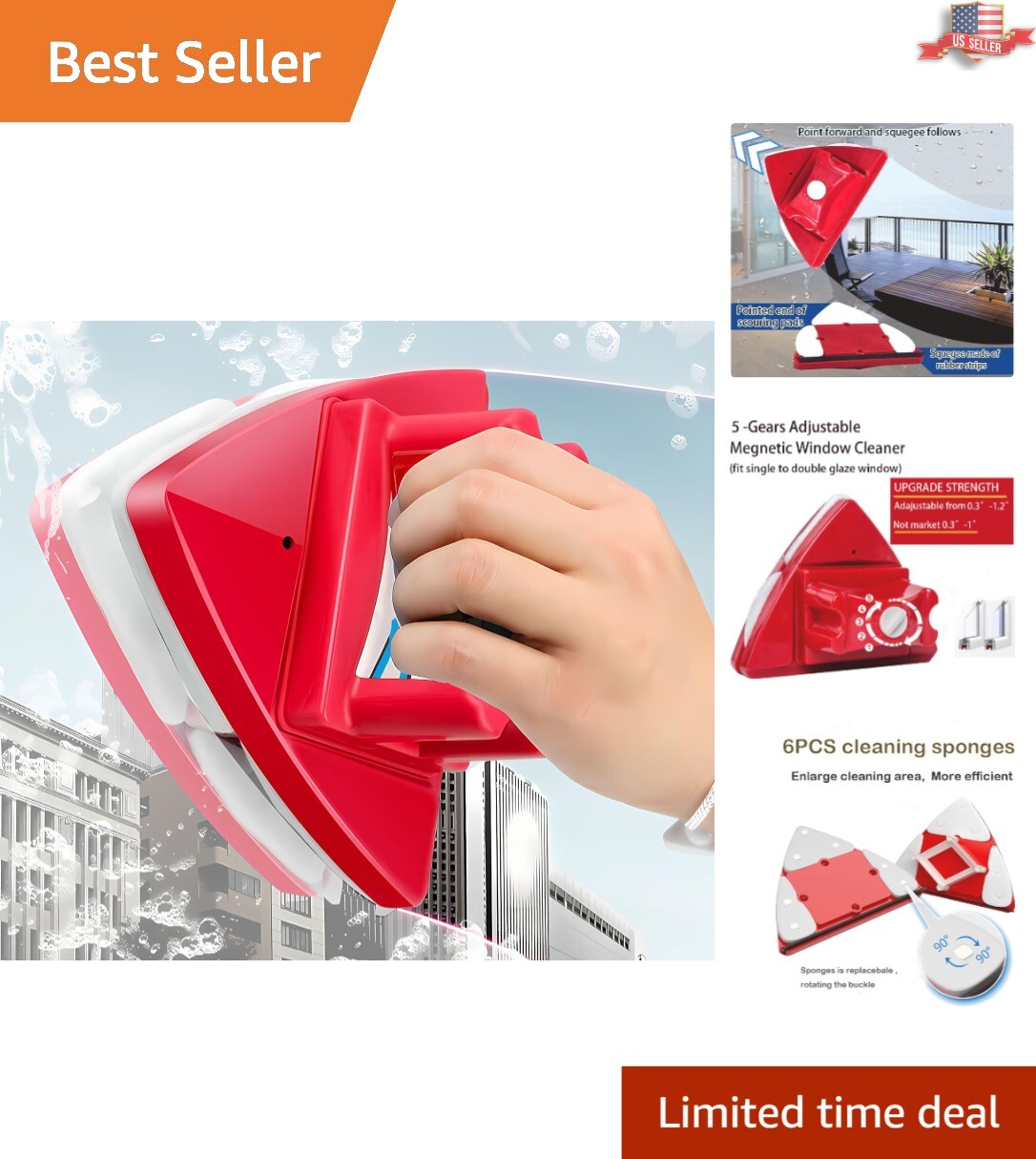 Compact Magnetic Window Cleaner for Thick Glass – Perfect for High-Rise Homes