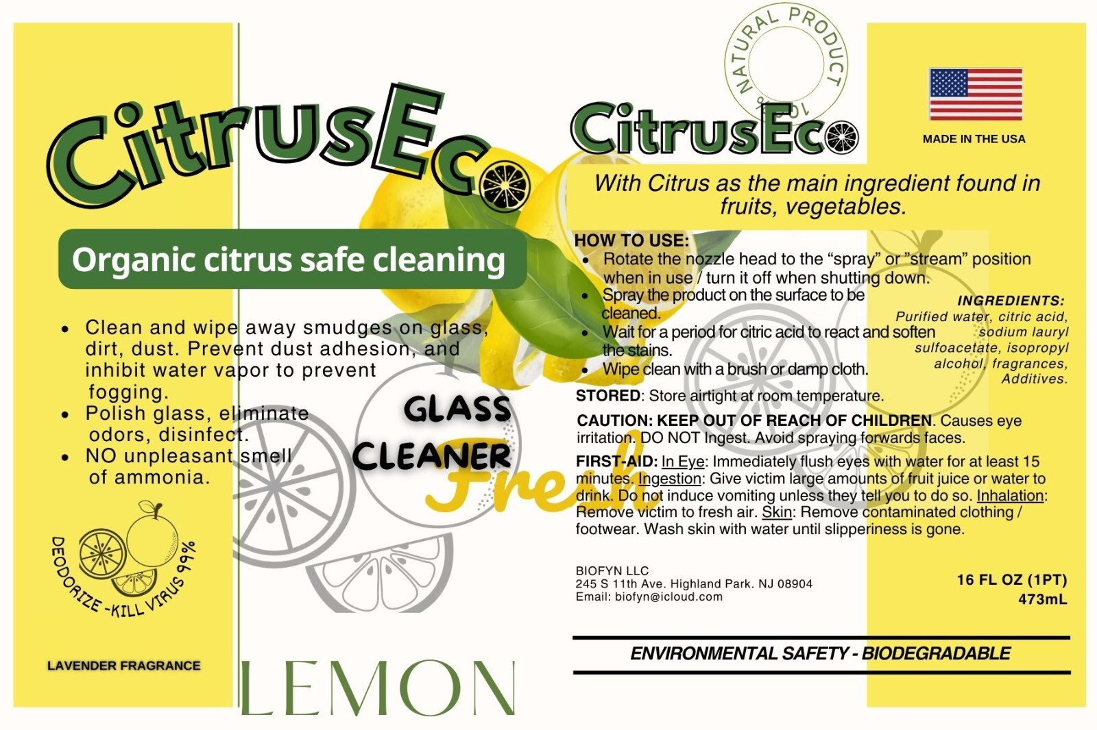 2-Pack Citruseco Glass Cleaners – Streak-Free, Eco-Friendly Solution