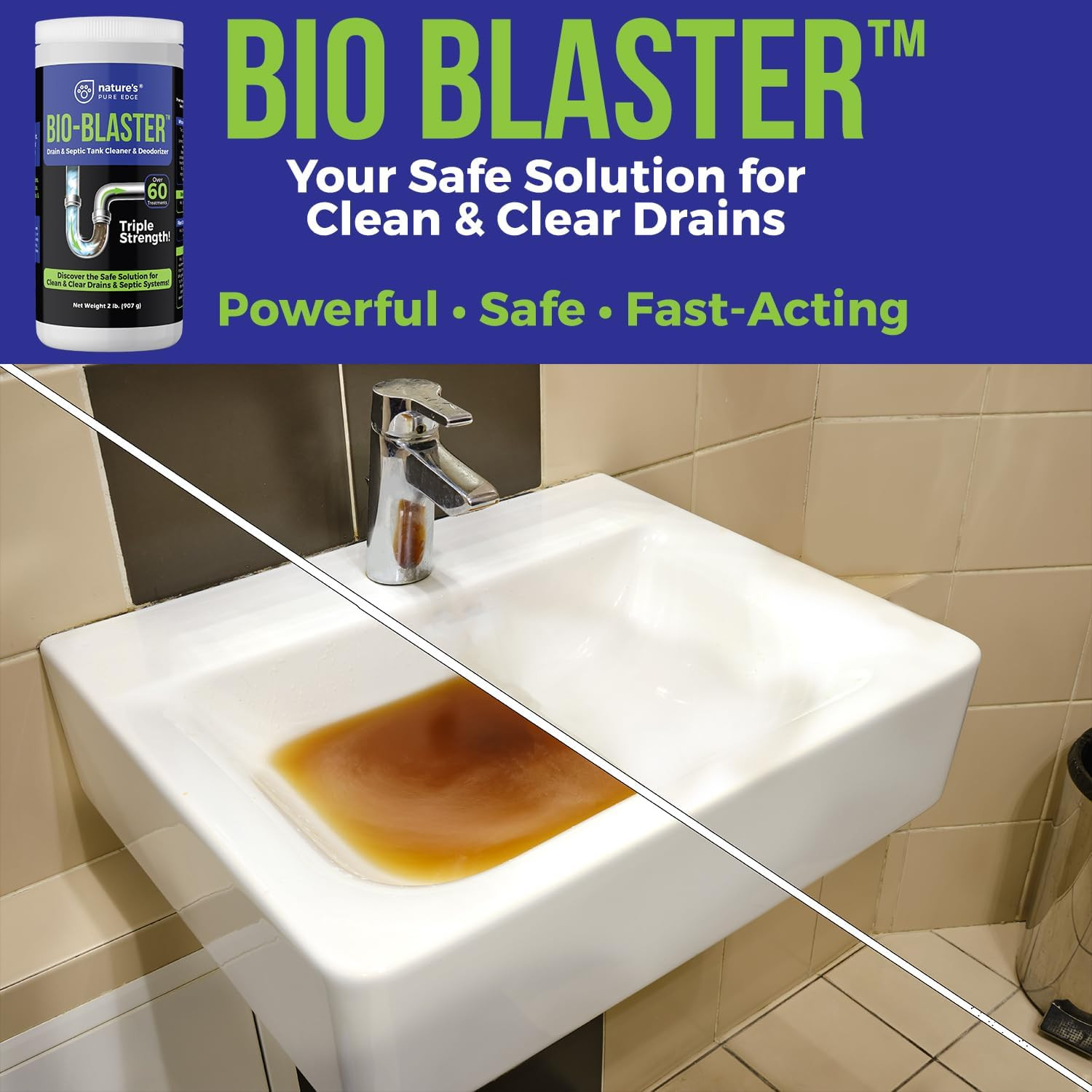 Enzyme Drain and Septic Cleaner and Friendly Bacteria Booster. Extra Large 2 lb.