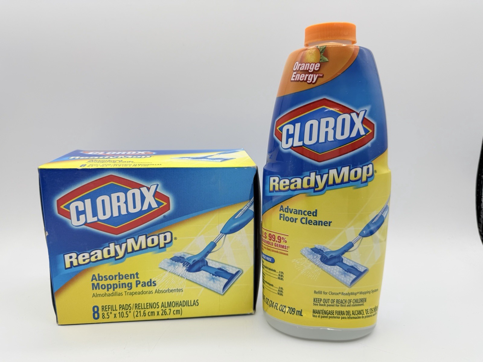 NEW Clorox Ready Mop Refill Bottle Orange Energy & 8 Refill Pads