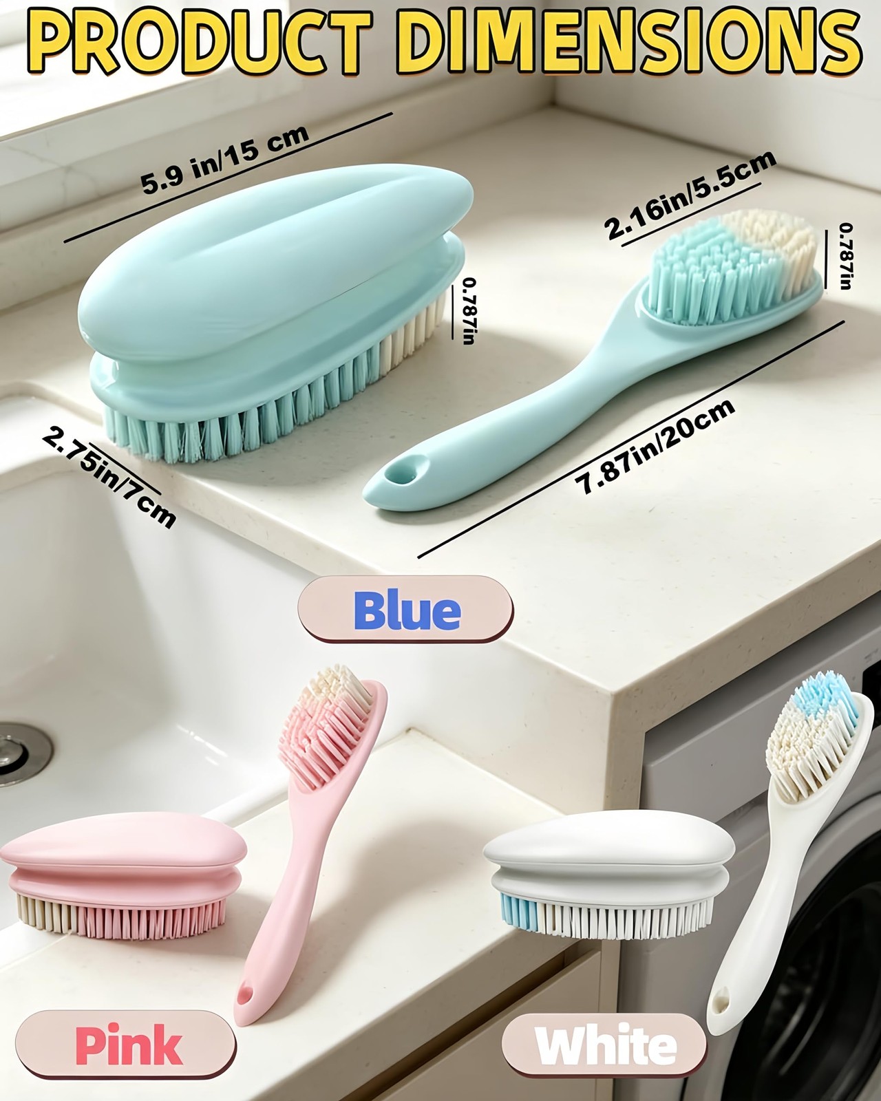 Laundry Scrub Brush Soft Bristle Household Cleaning Brushes for Carpet, Clothes