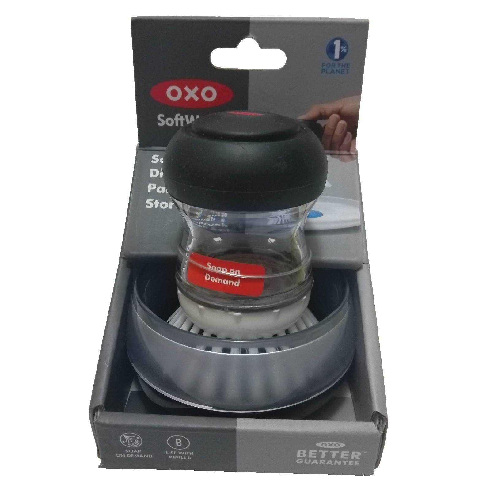 Oxo soap dispensing palm brush storage set and 16 Unbranded Scrub Sponges