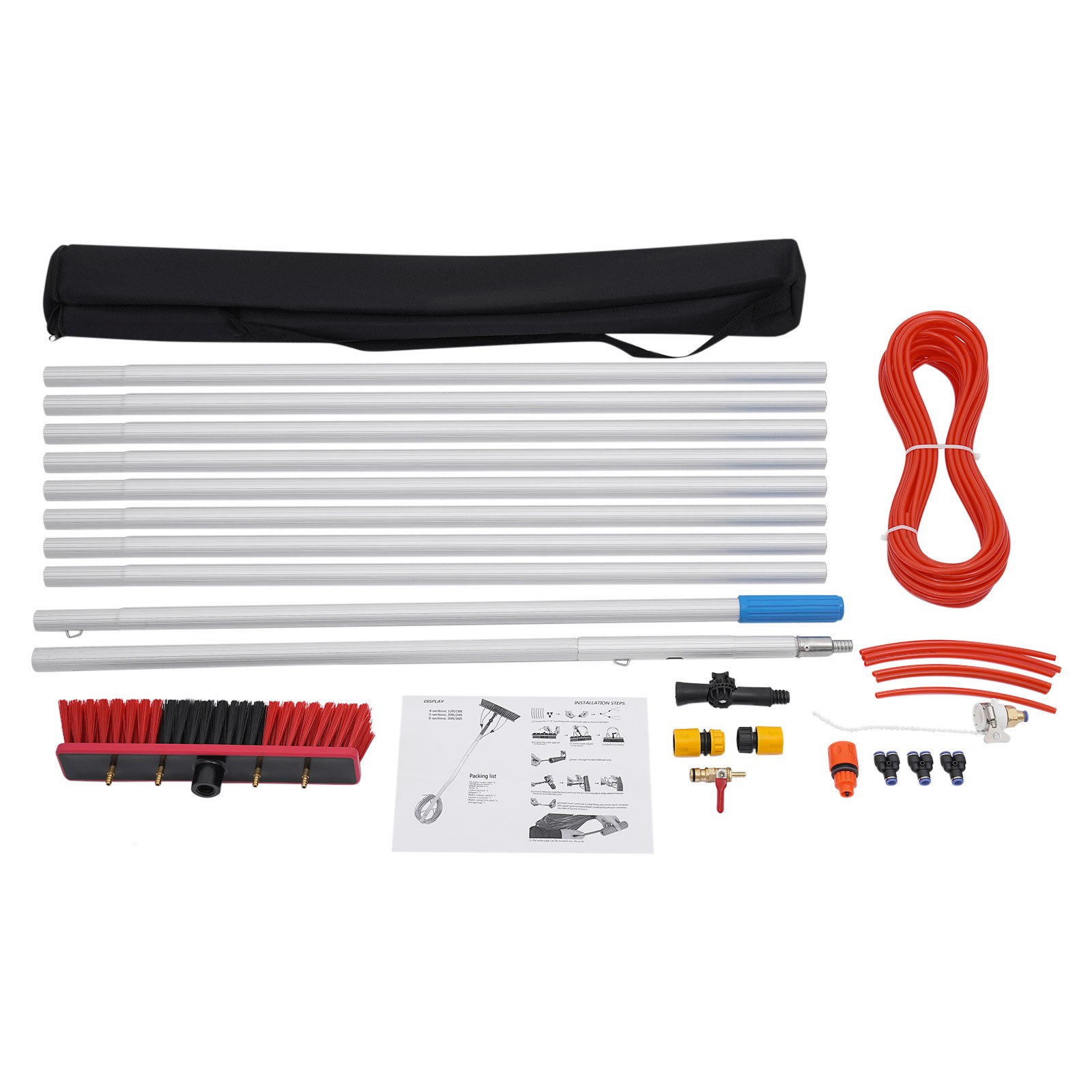 Telescopic Window Cleaning Pole 32.8ft With Water Fed Brush For Solar Panels