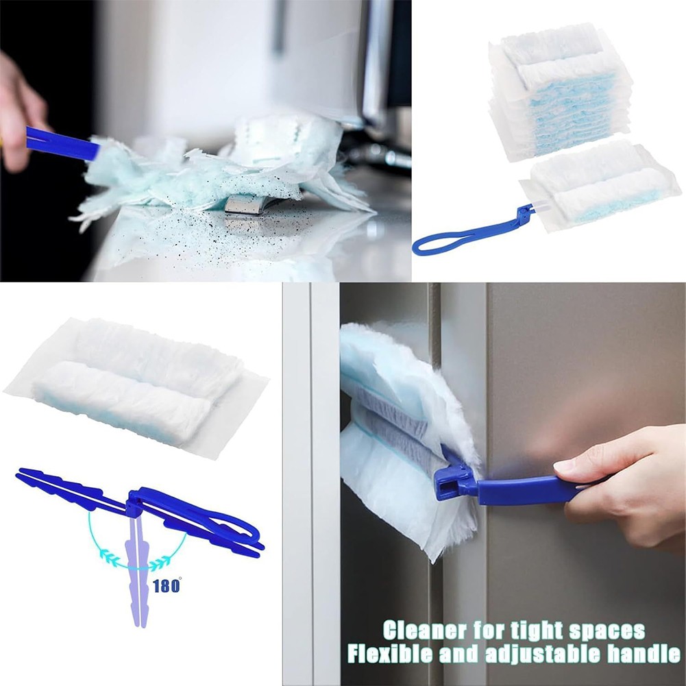 40pcs Electrostatic Duster Refills Kit with 2 Handles Heavy Duty Duster Refills