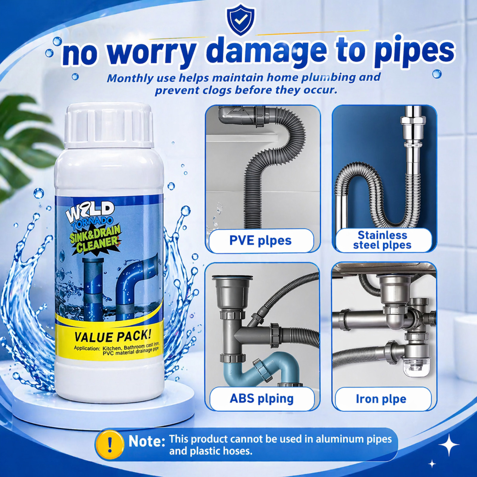 Pack Of 5 Wild Tornado Sink And Drain Cleaner