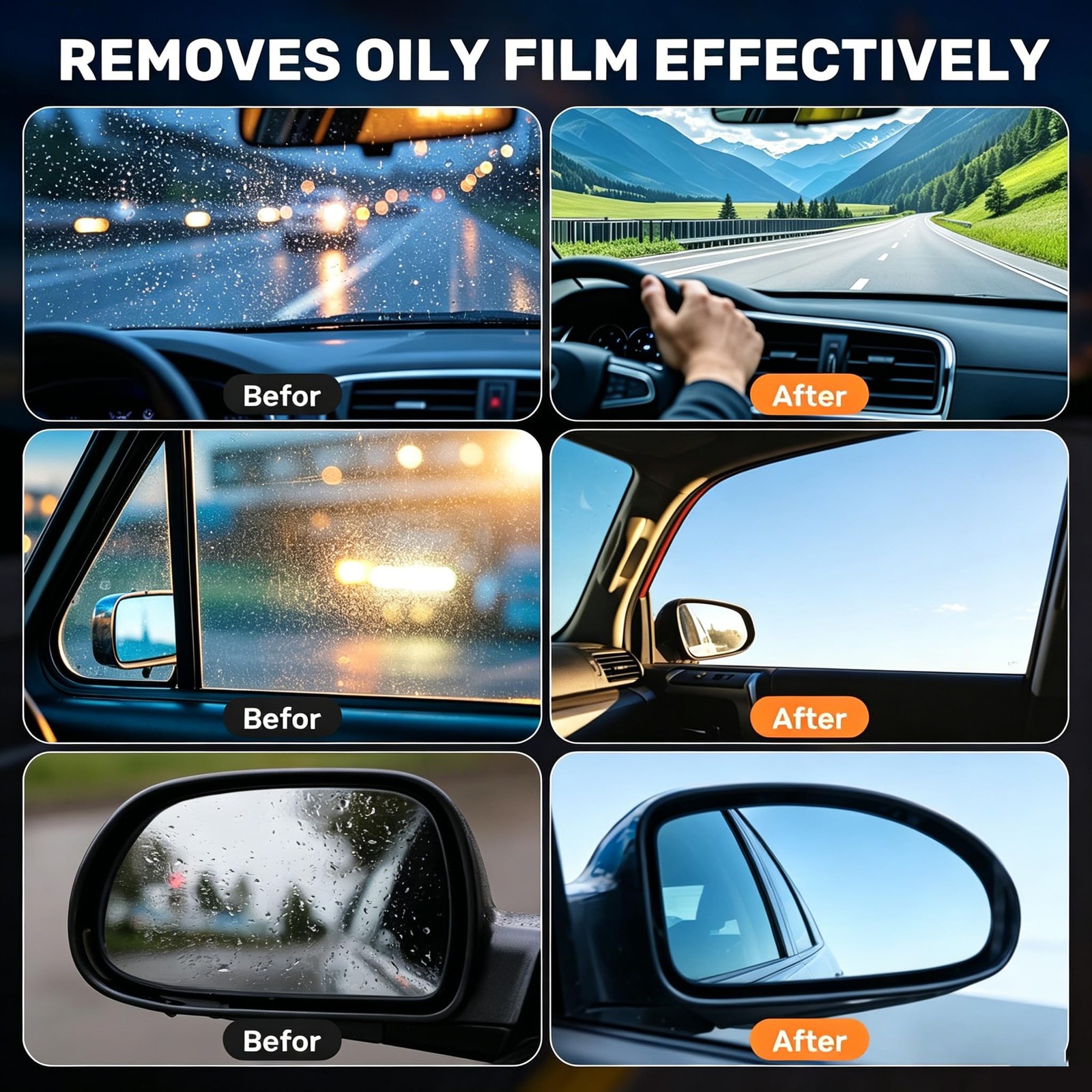 Glass Emulsion Cleaner, Windshield Oil Film Remover, Nano Rare Earth Windshie…