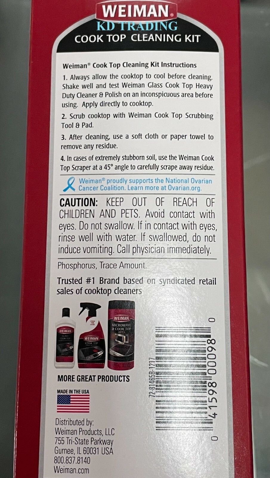 (2-Pk) WEIMAN Glass Stove Cook Top Complete CLEANING KIT with Scrubber & Scraper