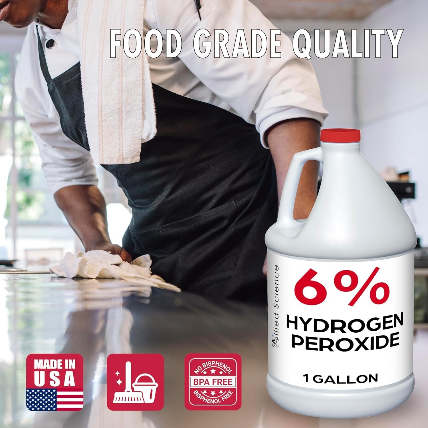 Allied Science 6% Hydrogen Peroxide, Food Grade H202 and Water – 4 Gallons