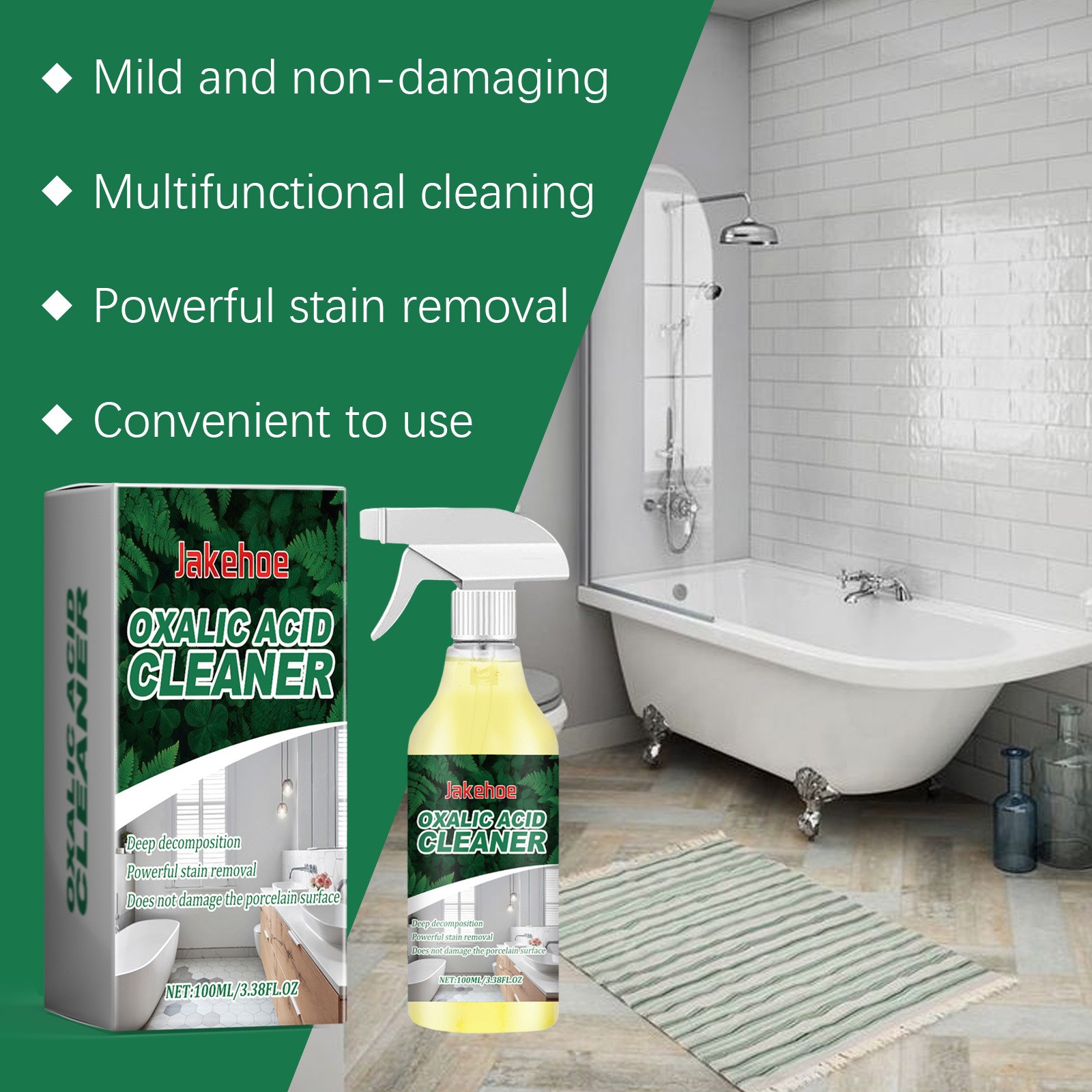 1~3 Pack Ox-alic Acid Cleaner Spray, Powerful Stain Removal for Toilet Bathroom