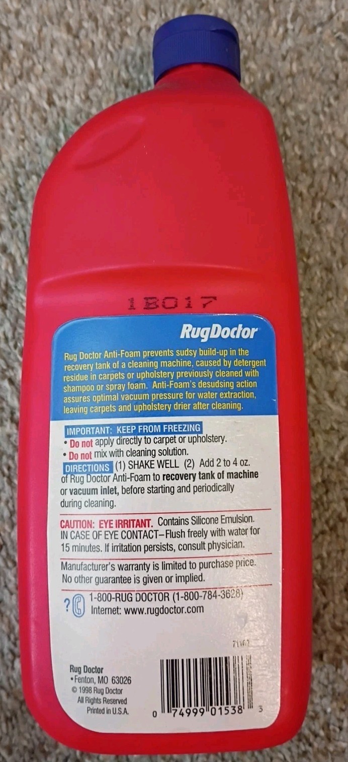Rug Doctor Anti Foam Carpet Cleaner For Carpet Machines 32 Fl Oz 60% Full