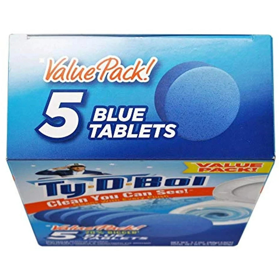 Ty-D-Bol Blue Tablets Value 5 Pack Automatic Toilet Bowl Cleaner Deodorizer Tabs
