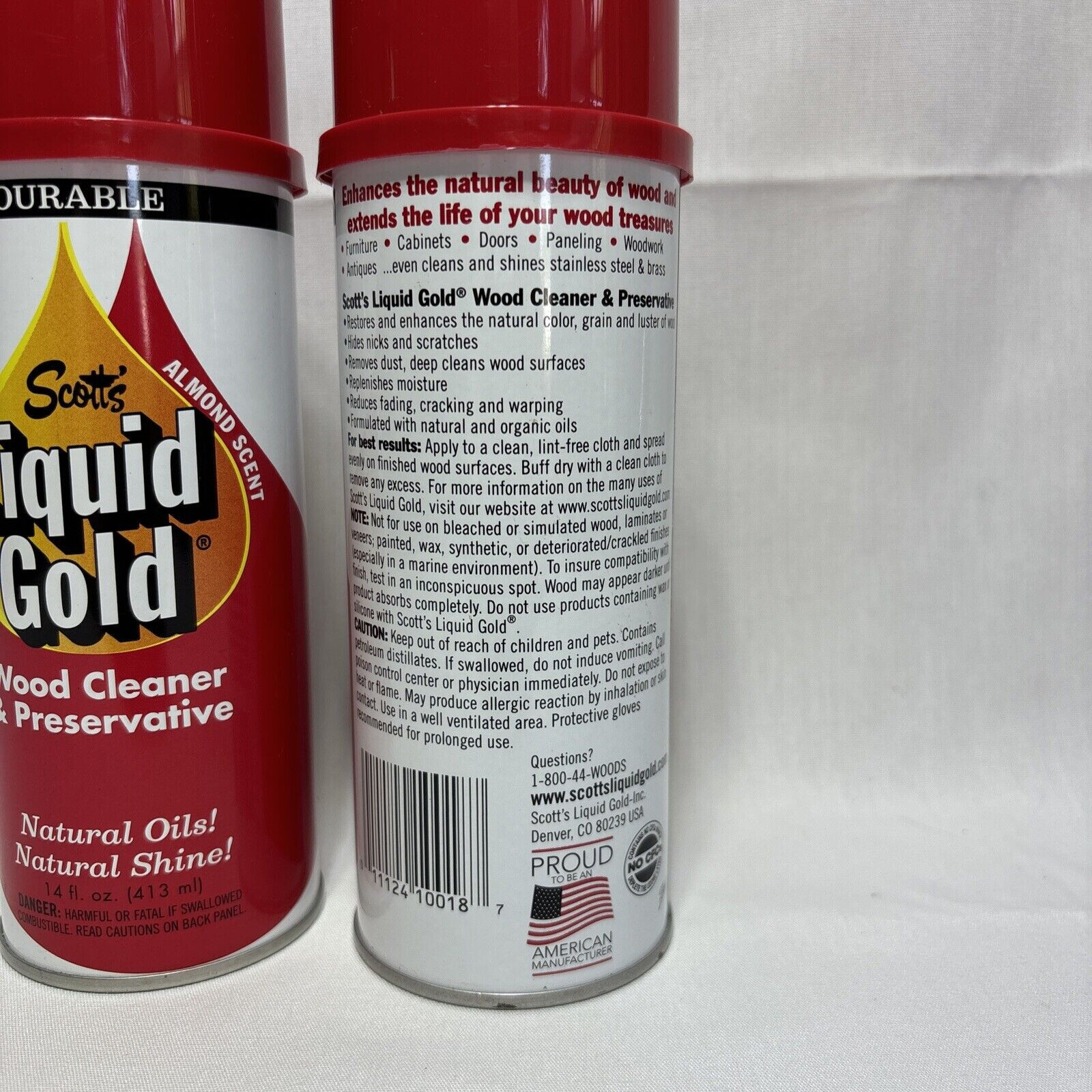 Lot of 2 Scott’s Liquid Gold Wood Care Nourishes to Protect Almond Scent, 14 oz
