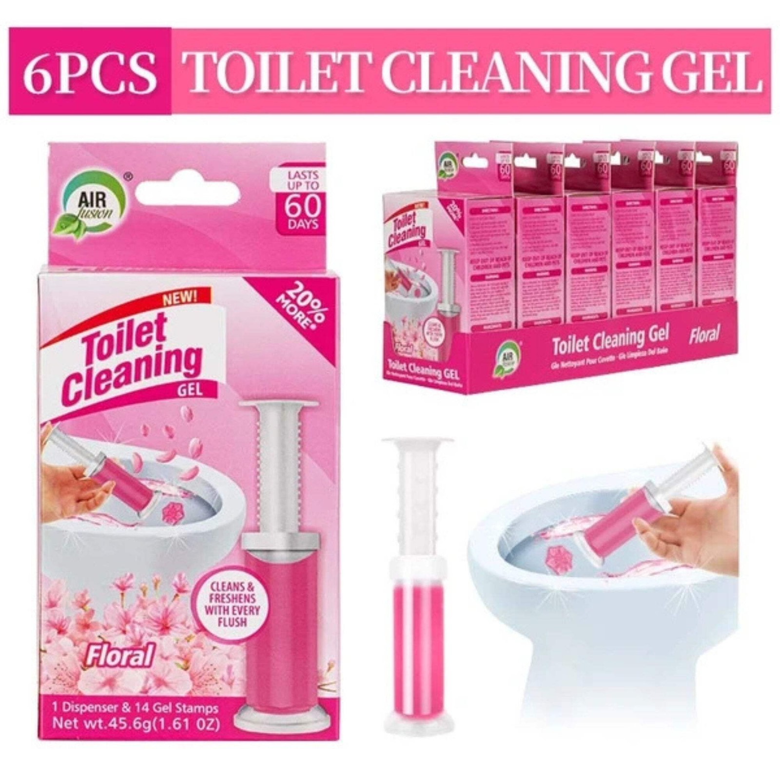 Air Fusion Floral Scent Toilet Cleaning Gel 14 Stamps 1.61oz 1 Pack
