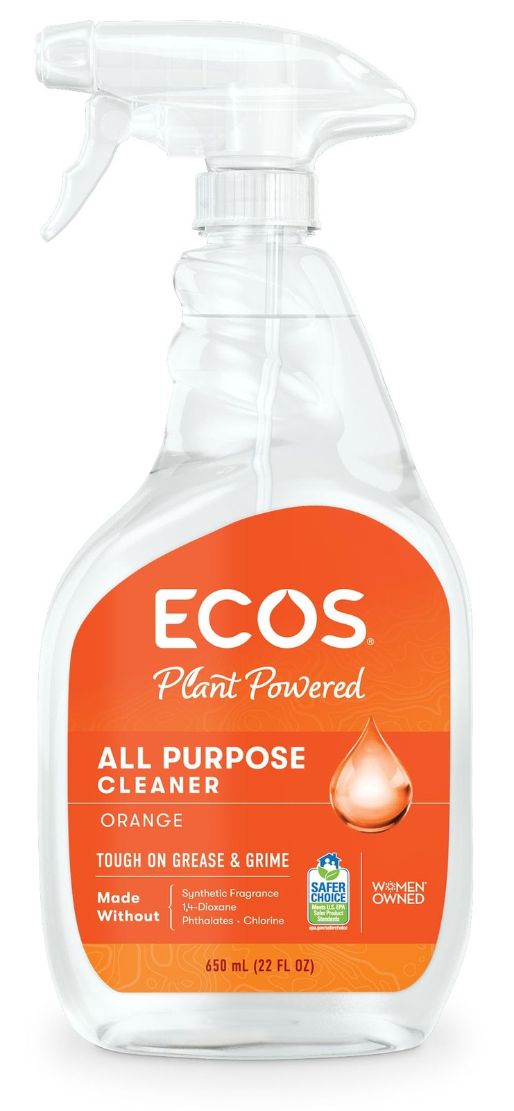 ECOS Citrus Cleaning Spray 22 Fl Oz Non Toxic Everyday Use Safe for All Surfaces