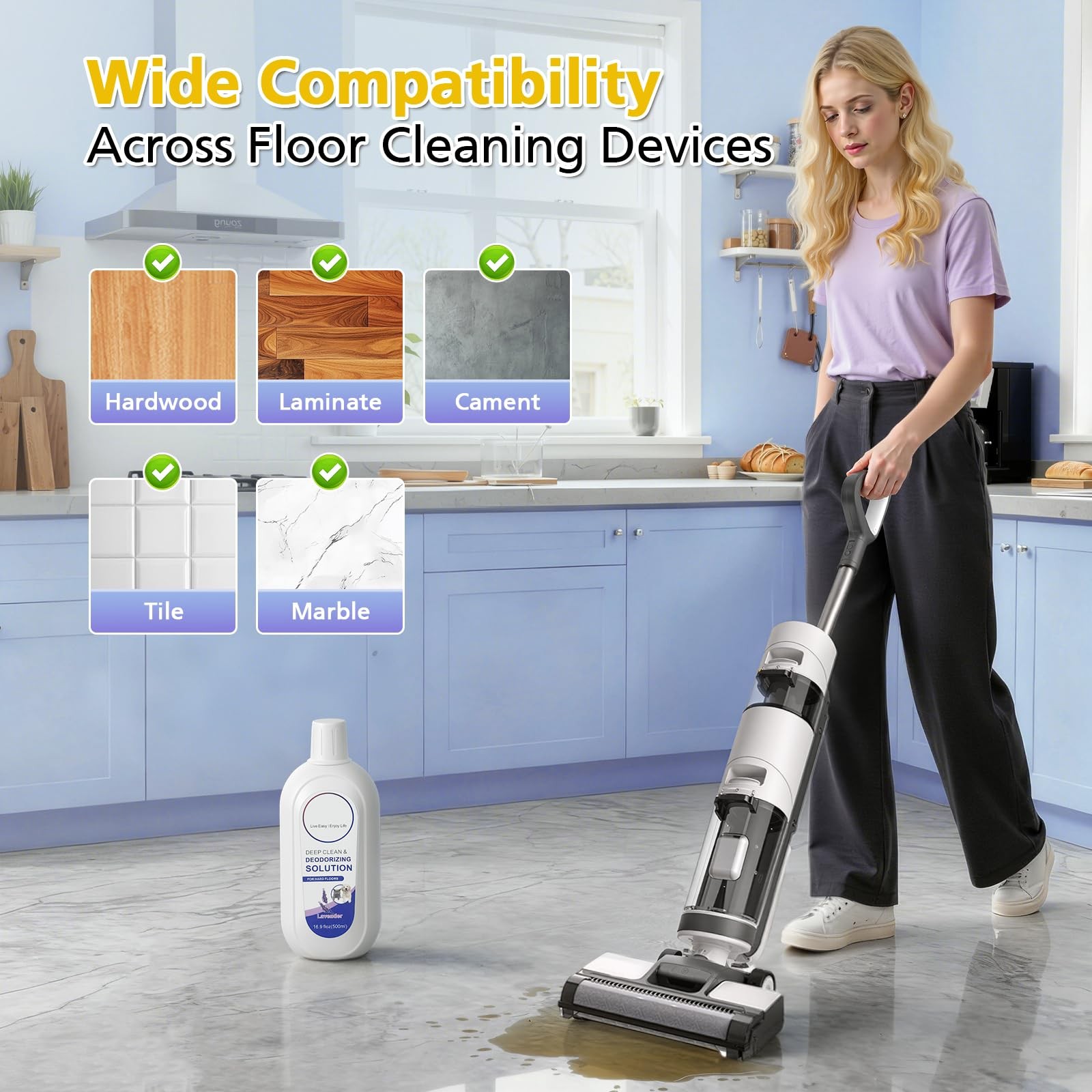 Floor Cleaning Solution 33.8 OZ Lavender Scent for Tineco – Deep Cleans Grime