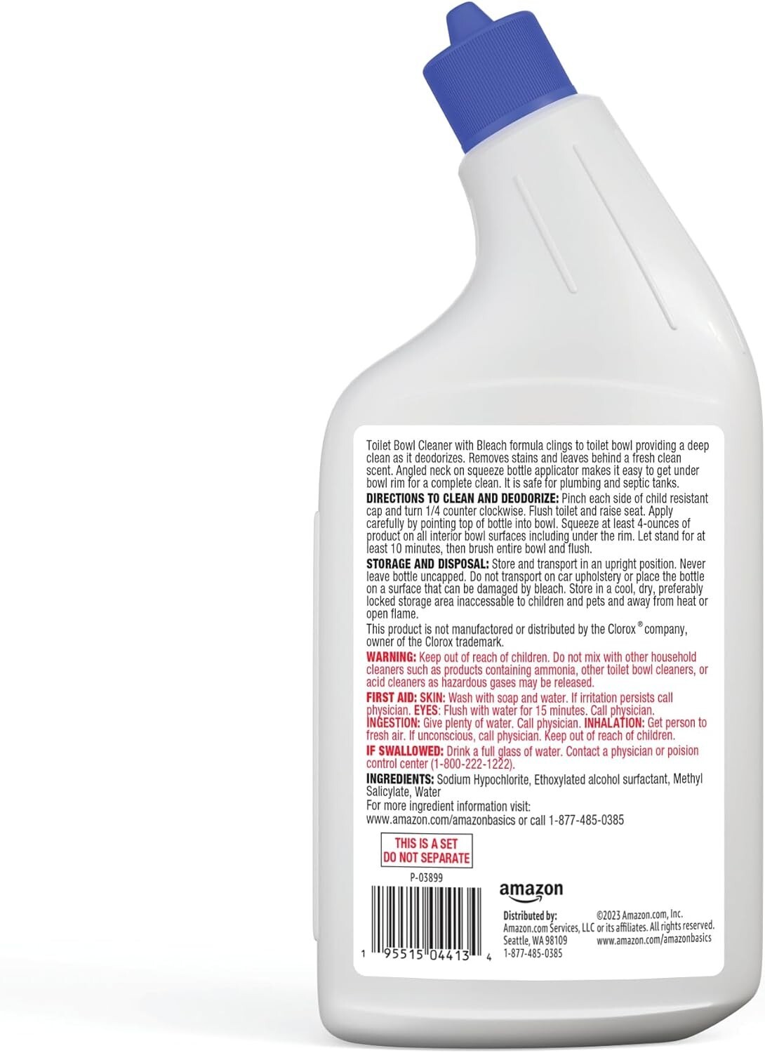 Amazon Basics Toilet Bowl Cleaner with Bleach Fresh Scent 24oz 2 Pack Fast S