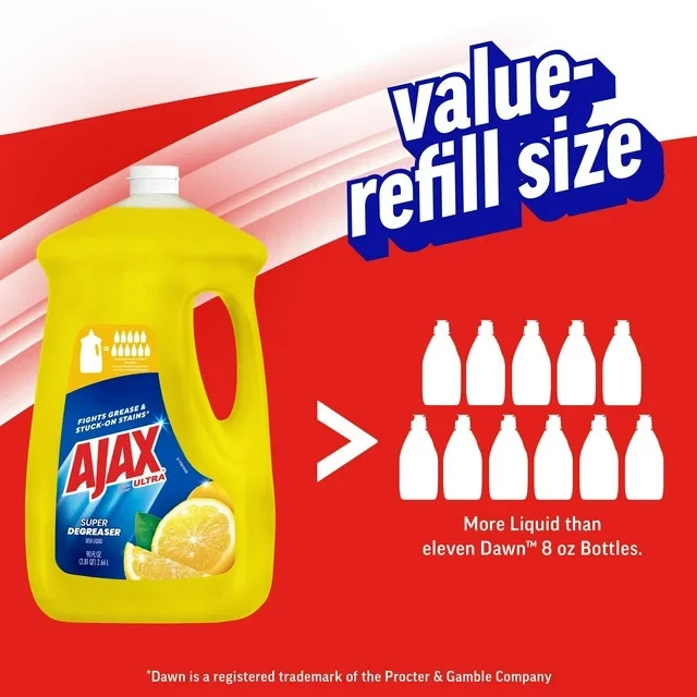 Ajax Ultra Liquid Dish Soap, Lemon Scent, Super Degreaser, 90 Fluid Ounce