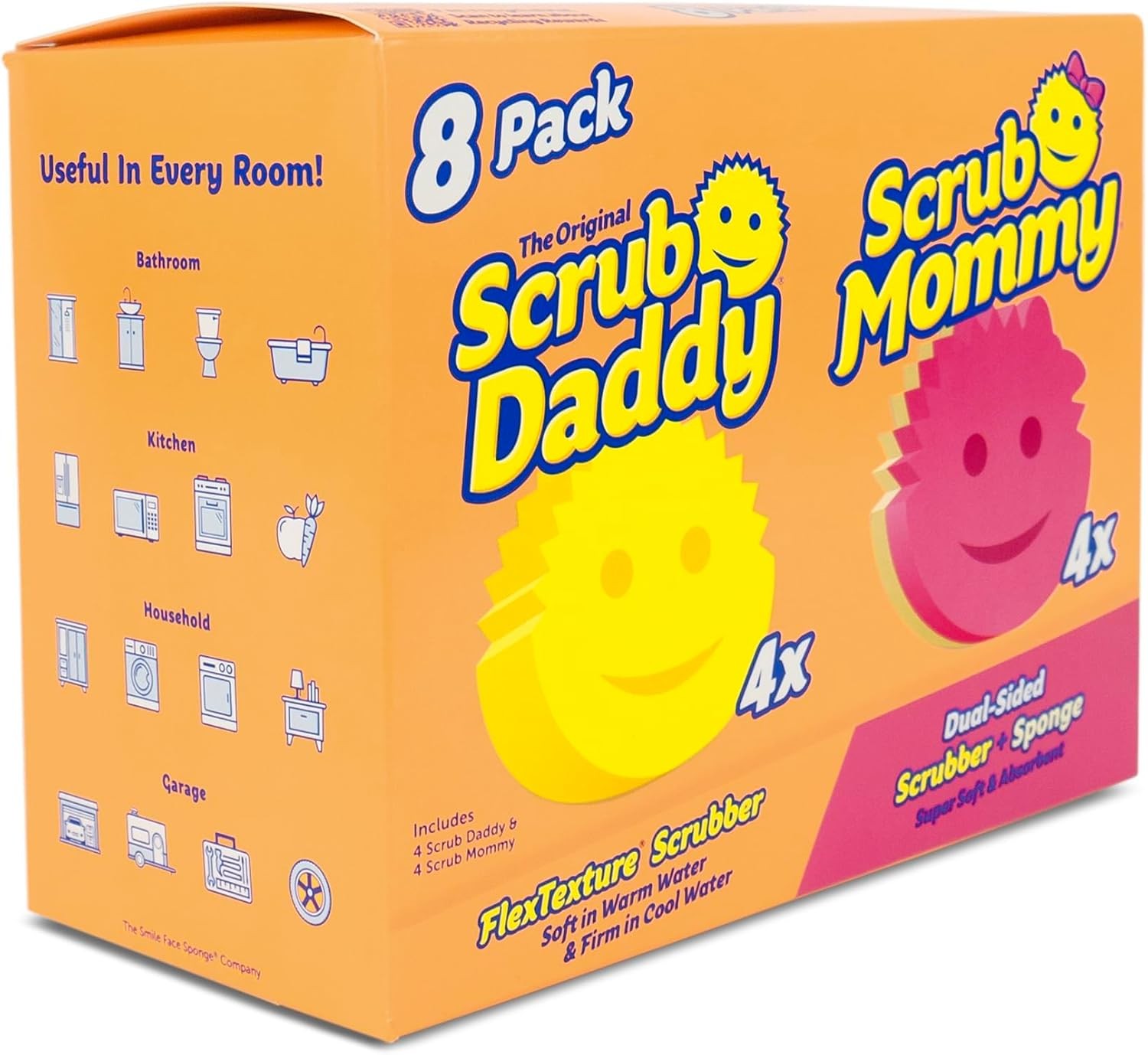 Scrub Daddy & Scrub Mommy Cleaning Sponges 8 Pack Scratch-Free Dish Scrubber Set