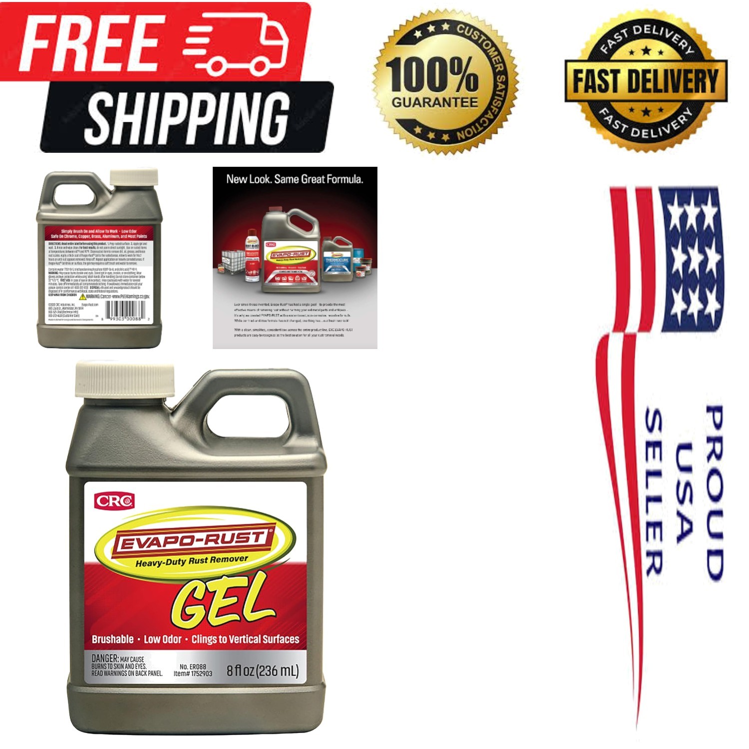 Eco-Friendly 8 Fl Oz Gel Rust Remover – Fast Acting for Automotive & Home Use