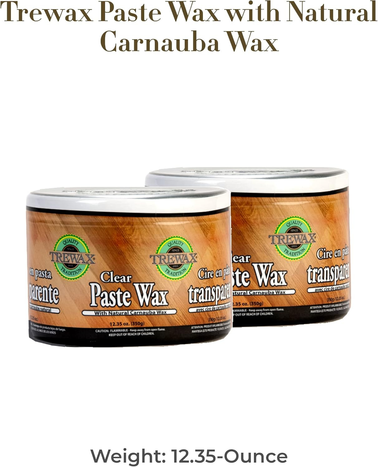 Paste Wax with Carnauba Wax, Clear, 12.35-Ounce, Pack of 2, Ideal on Hardwood Fl