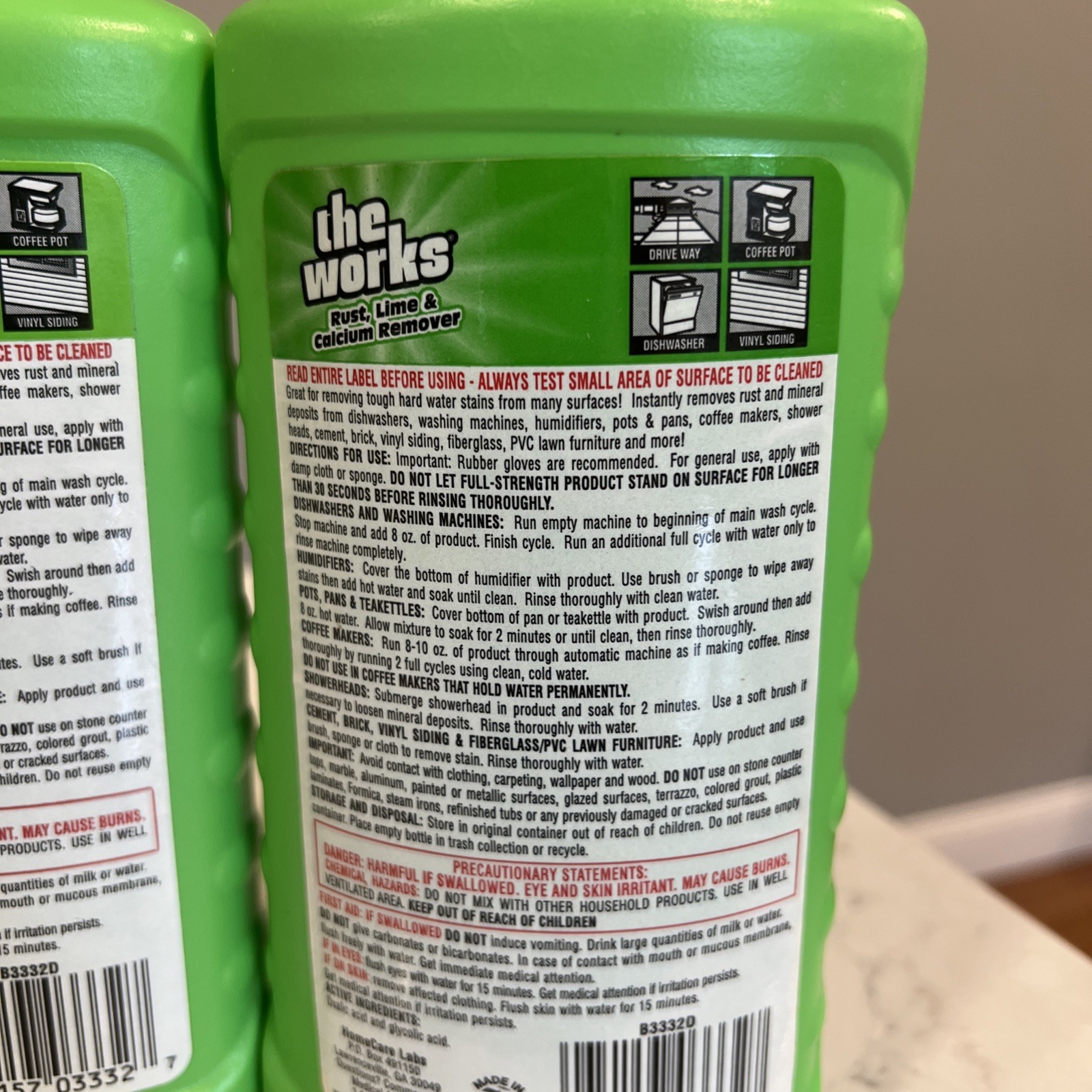 3X The Works Rust Lime Calcium Remover 13.5 FL OZ New Sealed Hard Water