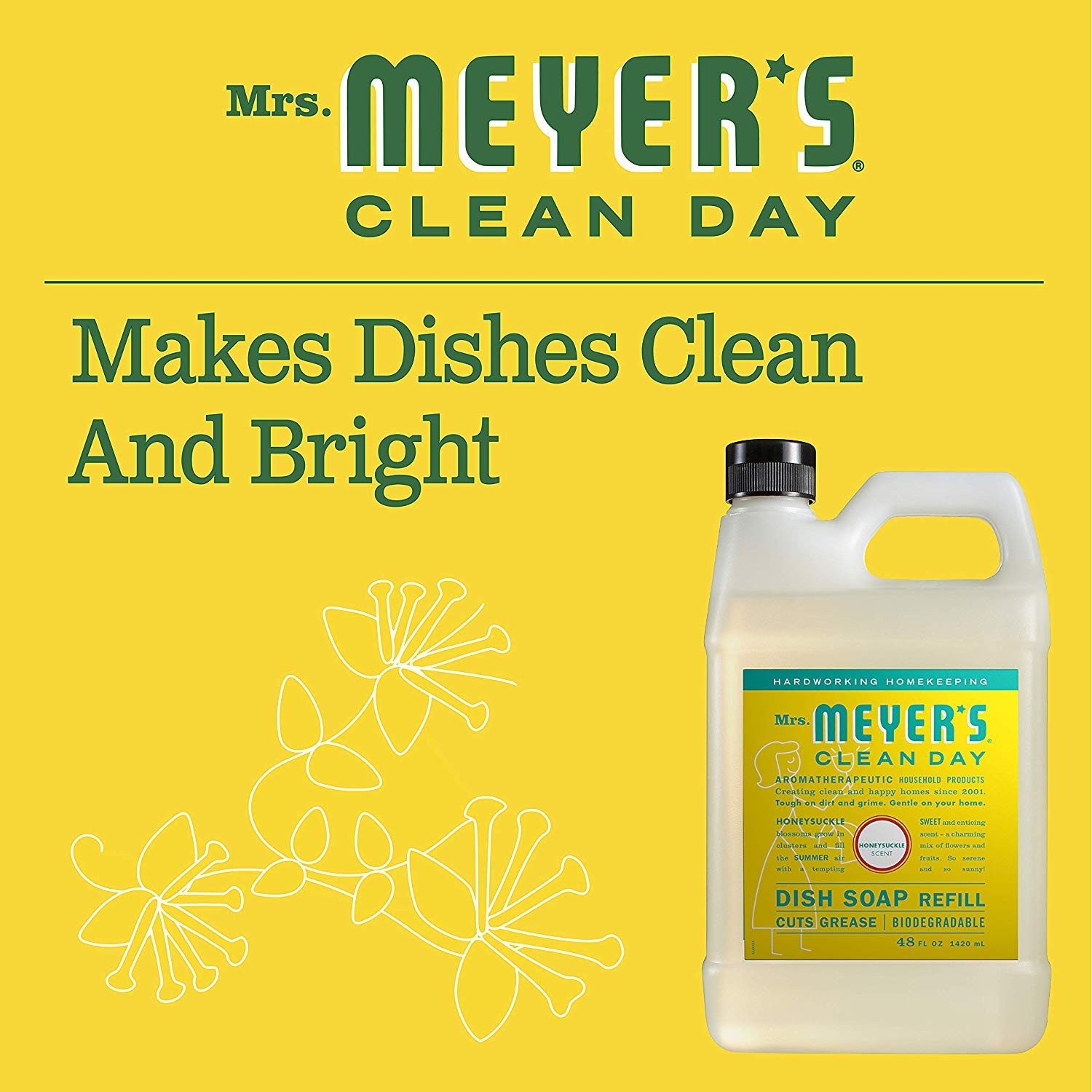 CLEAN DAY Liquid Dish Soap Refill, Honeysuckle, 48 fl. oz