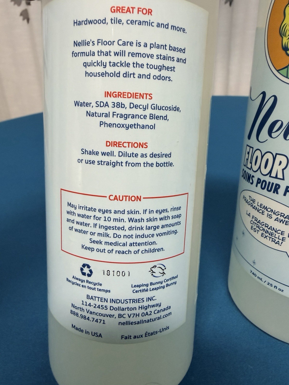 Nellie’s Floor Care Cleaner Lemongrass – 25 fl oz /740 mL ea – New, Unused X2