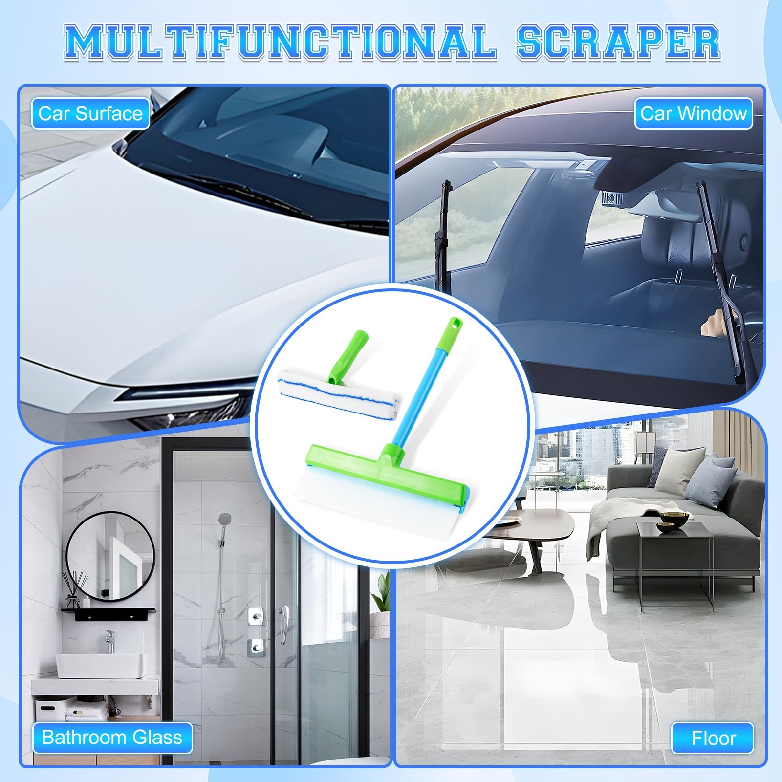 Window Cleaning Kit, Window Squeegee, Recyclable Silicone Window Squeegee Kit, 3