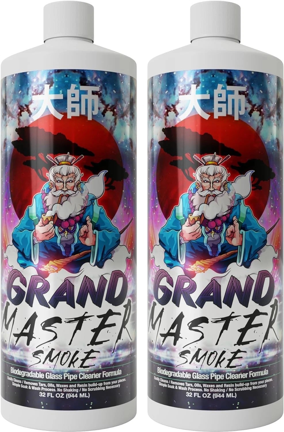Grand Master Smoke 64oz 2-Pack Soak & Wash Glass Pipe Cleaner