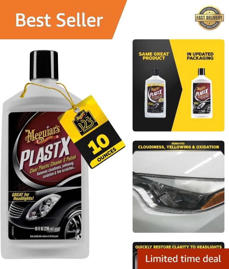 PlastX Clear Plastic Polish, Fast & Easy Clear Plastic Restorer for Headlight…