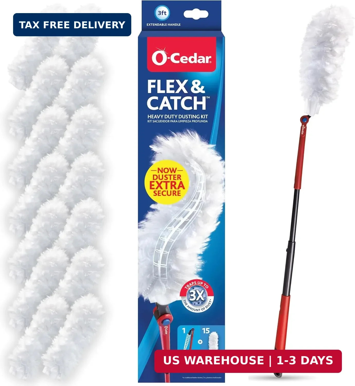 O-Cedar Flex & Catch Heavy Duty Dusting Kit with 15 Disposable Duster Refills |