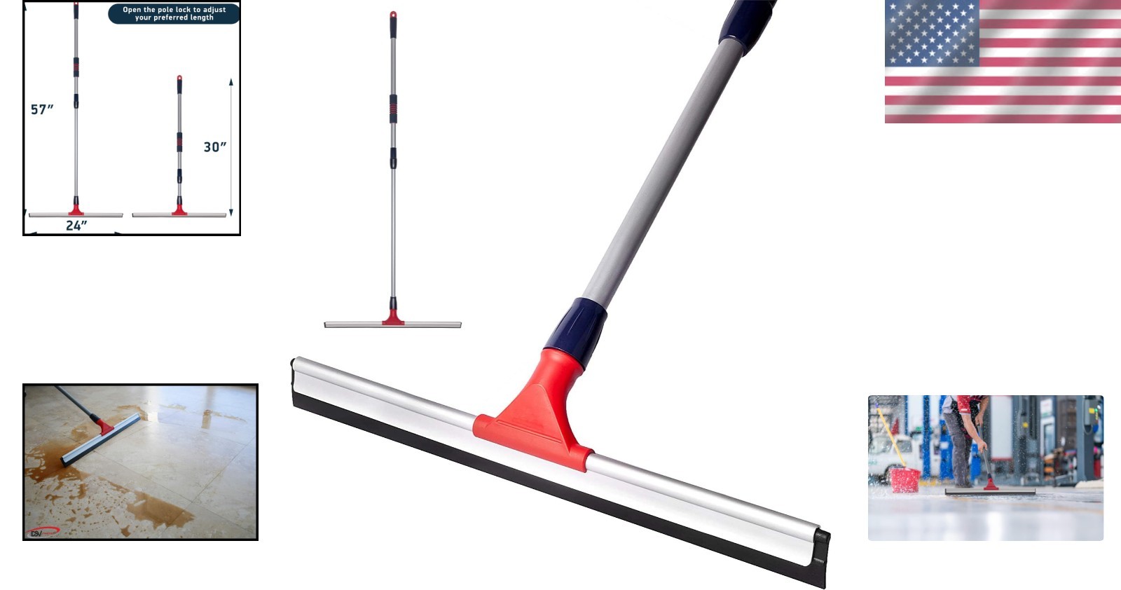 Professional Floor Squeegee for Concrete Floor, 24″ Large Heavy Duty Squeegee…