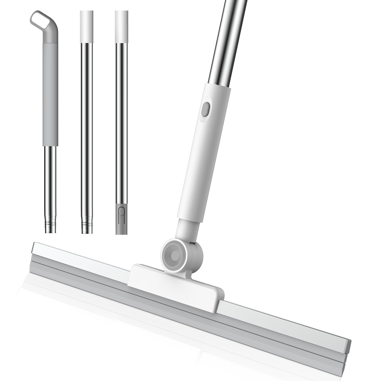 52in Adjustable Floor Squeegee with 180° Rotating Head Long Handle for Tiles