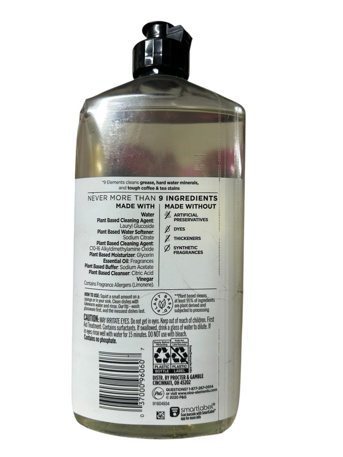 9 Elements Liquid Dish Soap – Eucalyptus Scent 16 oz DENTED