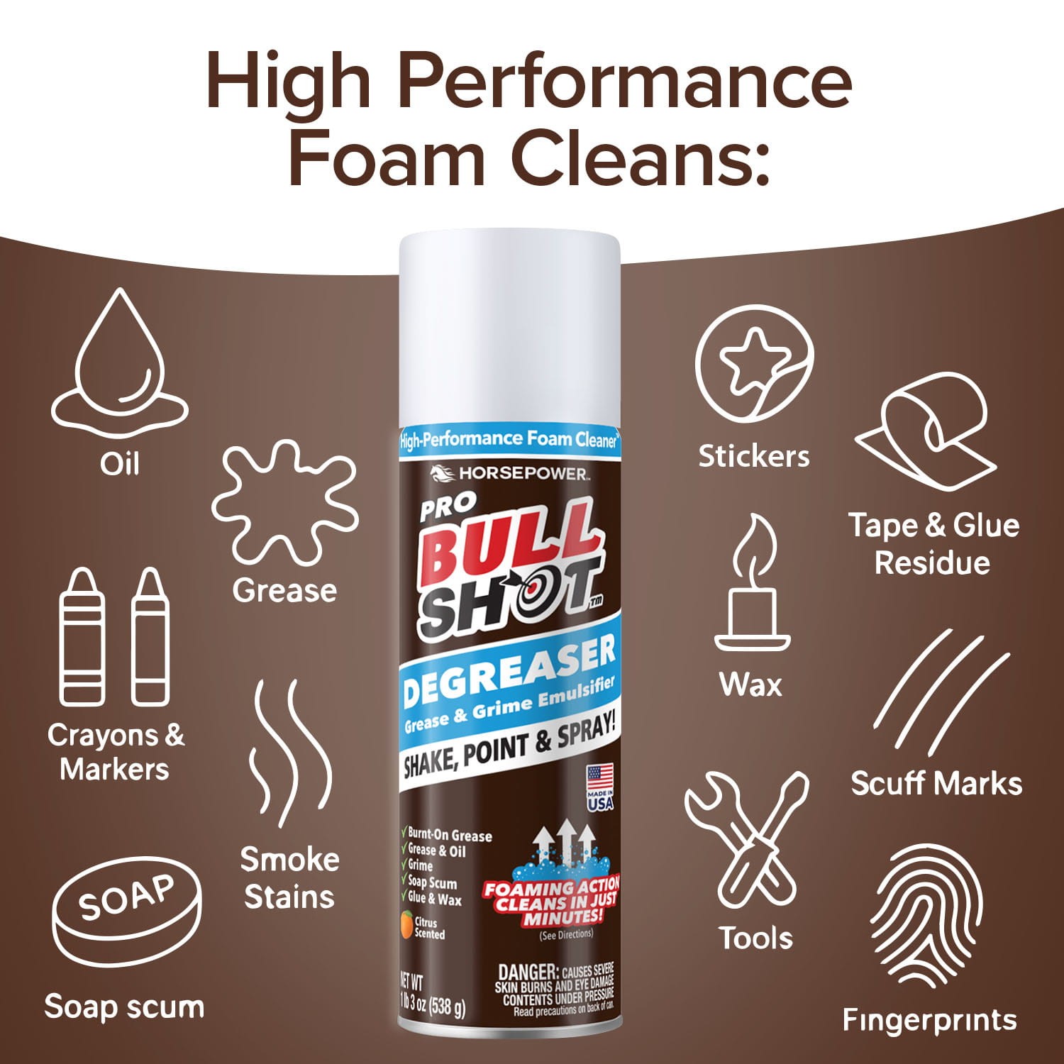 Bull Shot Grease MAX by Horsepower, Made in the USA, Just Shake, Point & Spray