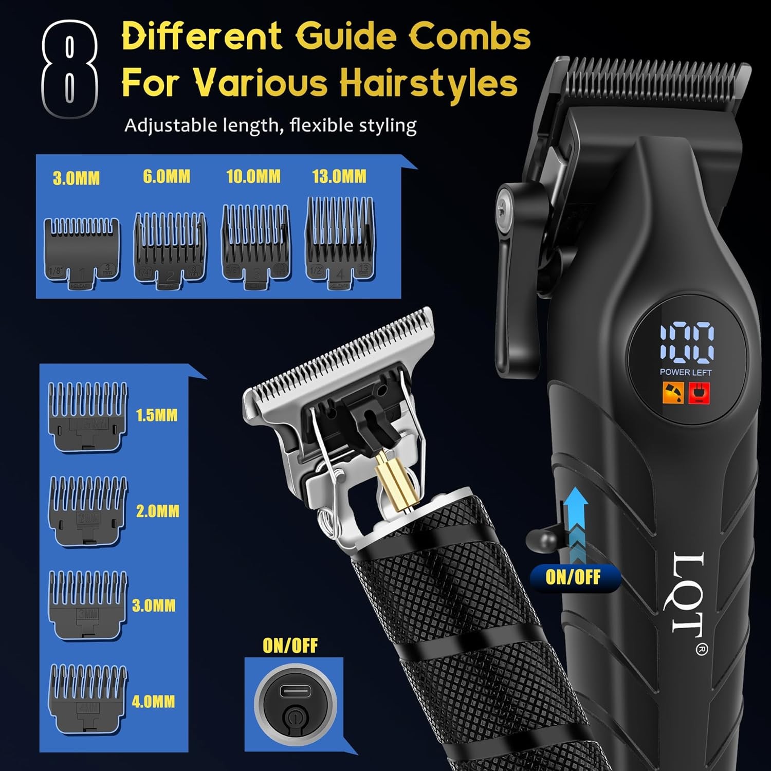Men’s Professional Cordless Hair Clippers & Trimmer Kit, 4-in-1 Electric Shave