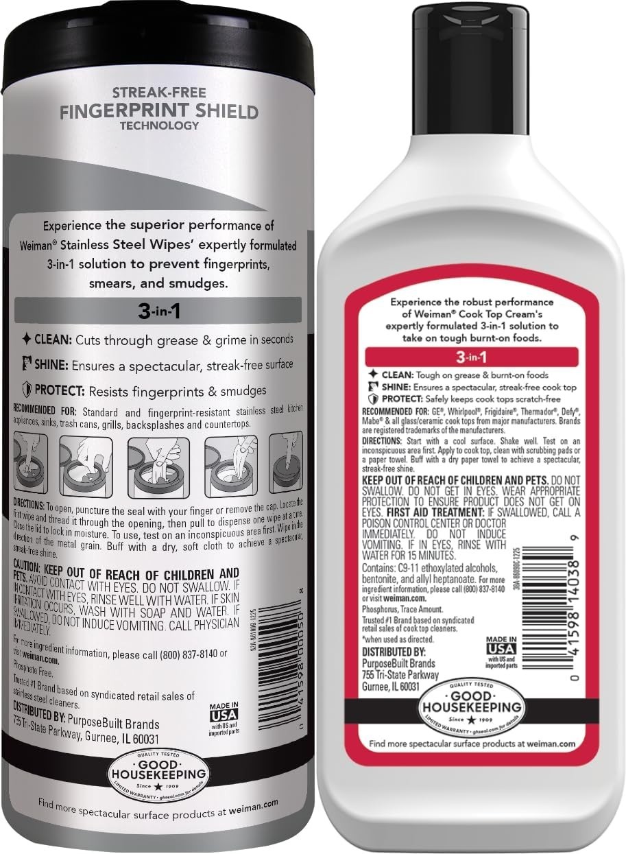 Powerful Kitchen Cleaning Kit – No Rinse Stainless Steel Wipes & Polish Included