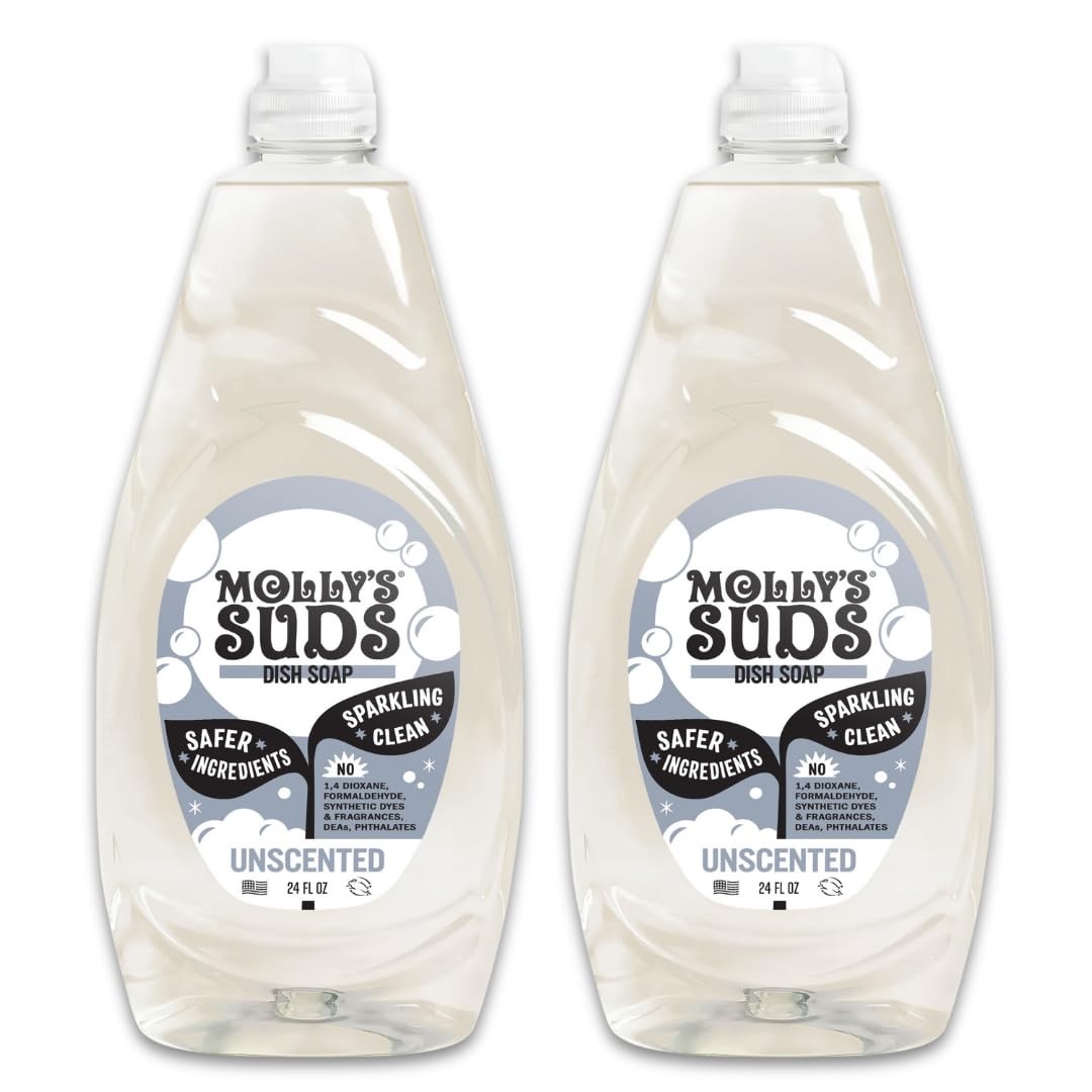 Liquid Dish Soap 24 oz 2 Pack Unscented Simple Ingredients Extra Scrubbing Power