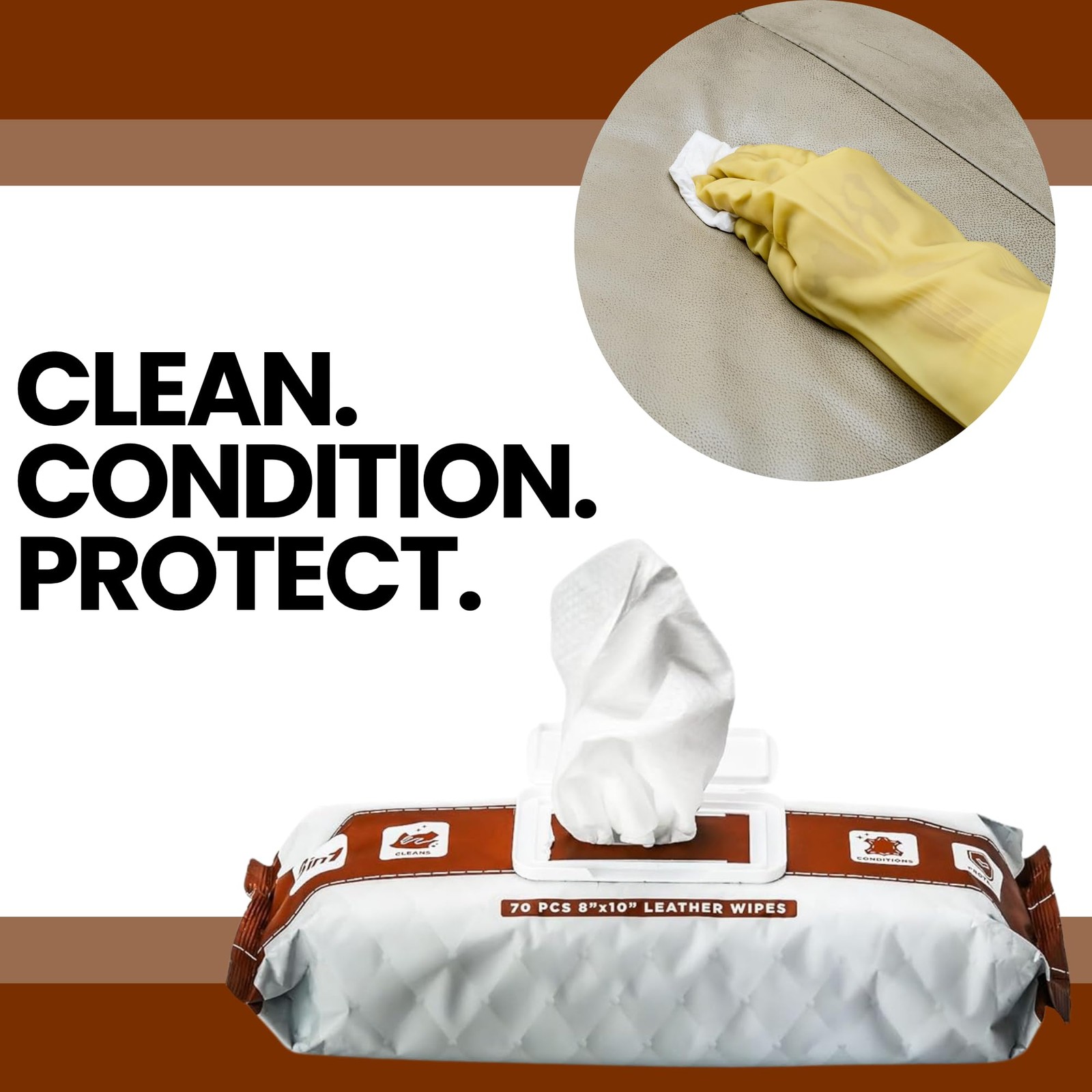 Leather Cleaner Wipes – Clean, Condition, & Protect – Cleansing Wipes for Int…